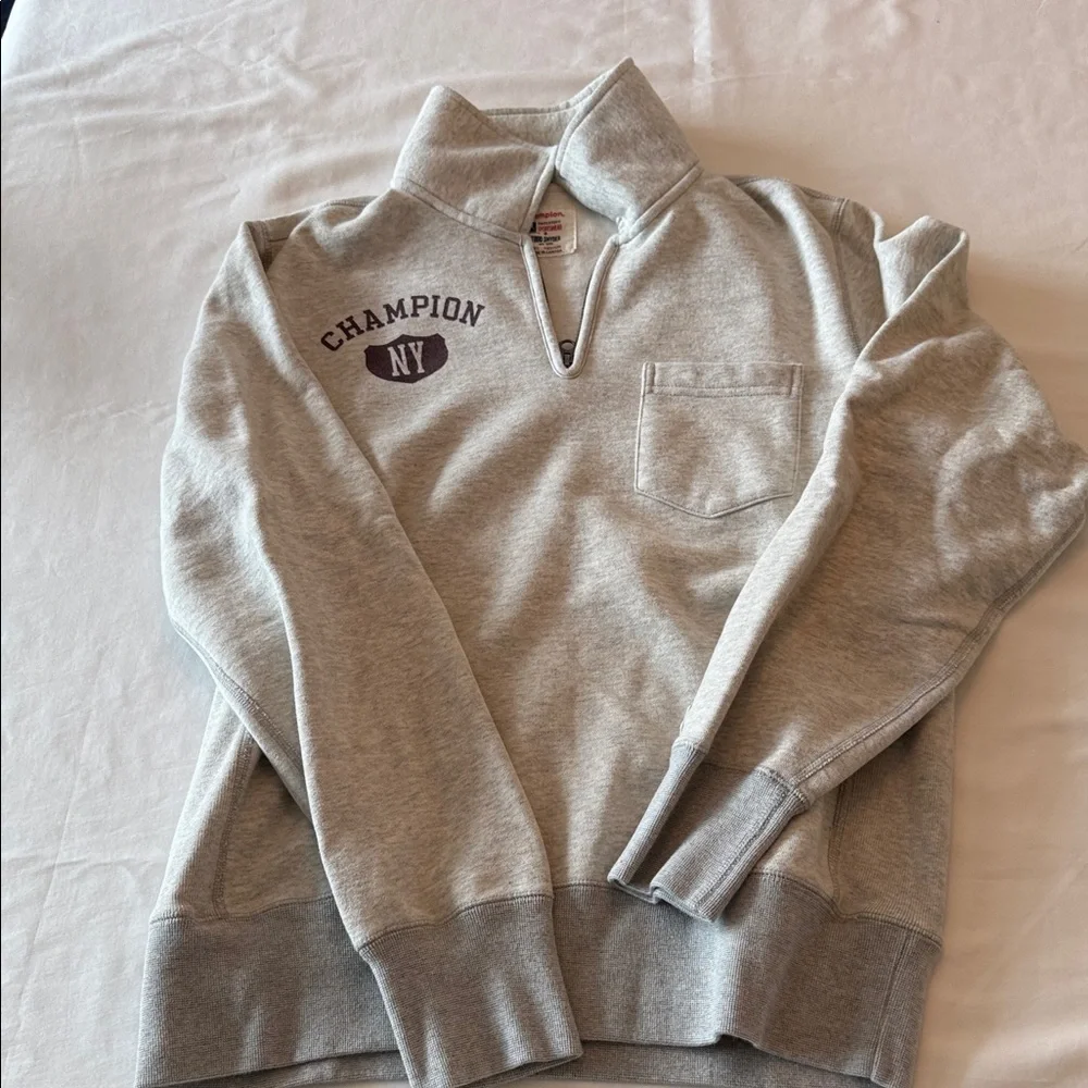 Todd Snyder x Champion Light Gray Men's Zip-Up Sweatshirt